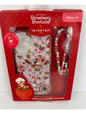 Strawberry Shortcake iPhone 16  Phone Case & Beaded Phone Strap NEW